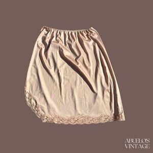 Vassarette Half Slip | Satin Lace Trim | Beige | Size M | Vintage